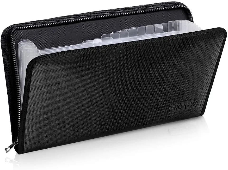 ENGPOW Receipt Coupon Organizer, Fireproof 13 Pockets Accordian Folder