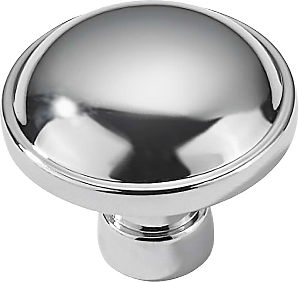 Khtumeware 10 Pack Large Cabinet Knobs - Polished Chrome, 1-3/4 inch (44 mm) Diameter, Heavy Duty Zinc, Kitchen Drawer Pulls and Door Handles