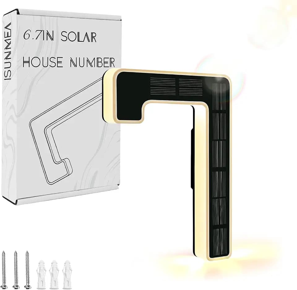 ISUNMEA 6.7 Inch Solar Lighted House Numbers for Outside, LED Backlit Light