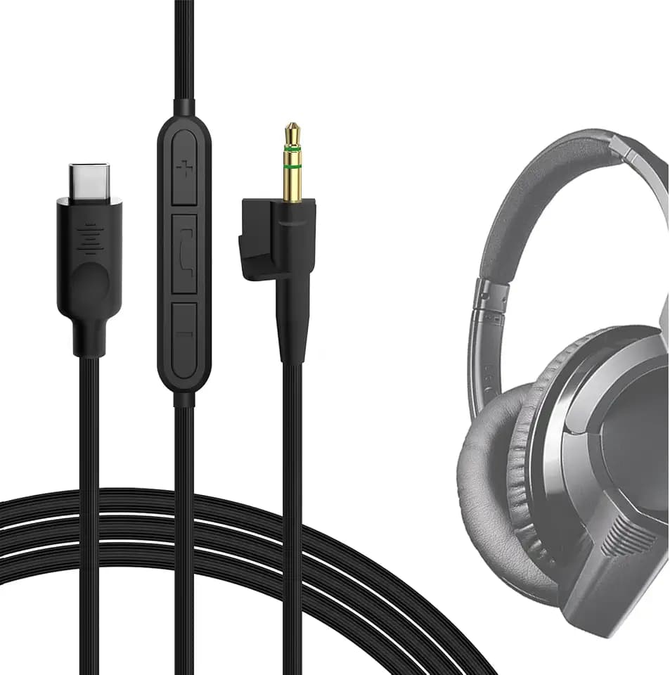GEEKRIA USB-C Digital-zu-Audio-Kabel mit Mikro kompatibel mit Bose Around-Ear AE2, AE2i, AE2w Kabel, Ersatz-Typ-C-Audiokabel mit Inline-Mikrofon und Lautstärkeregelung (4 ft/1,2 m)