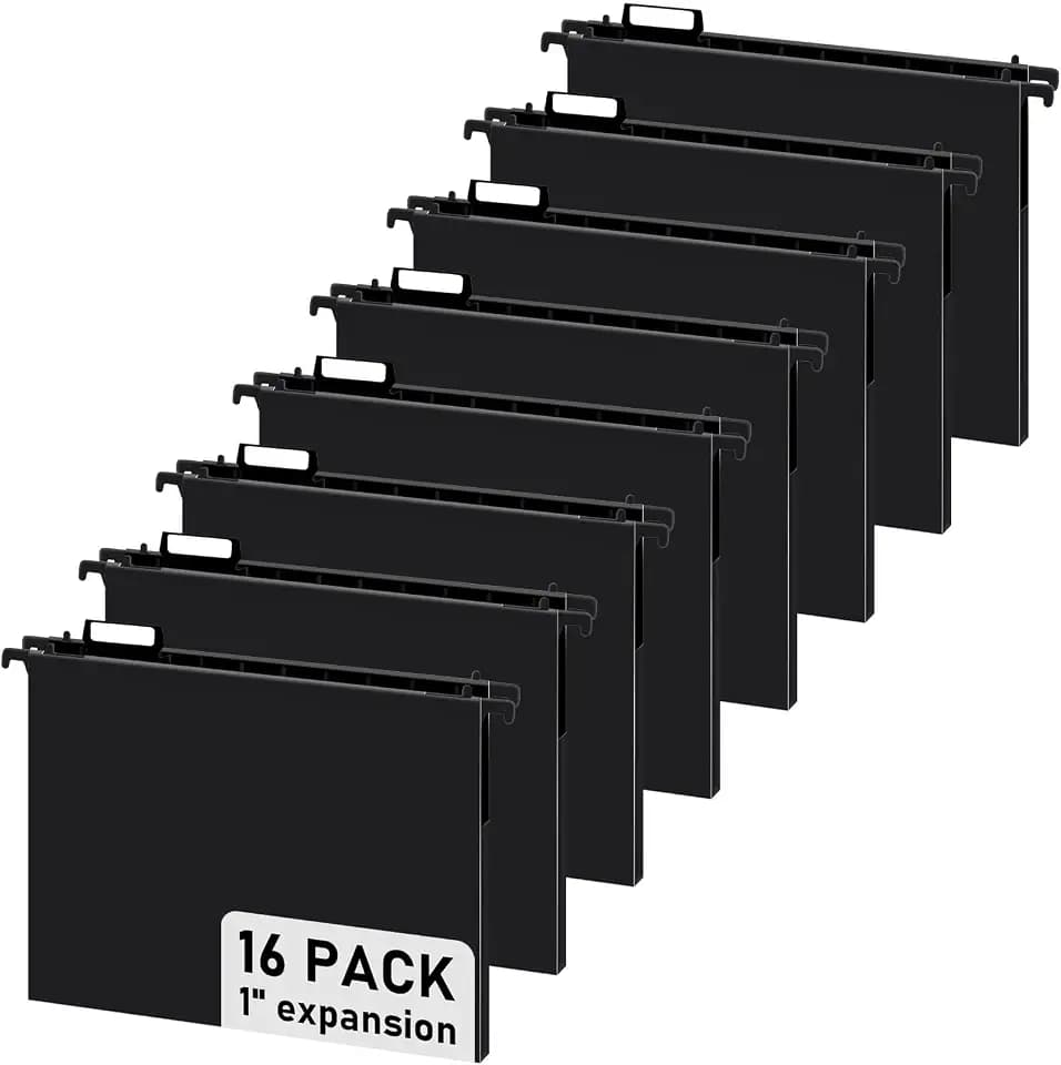 gisgfim 16 Pcs Hanging File Folder Letter Size, 1inch Expansion, Black