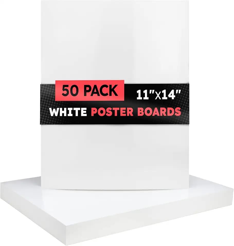 Hygloss White Poster Board 11 x 14-50 Count Bulk Pack, 10 Pt. Thickness