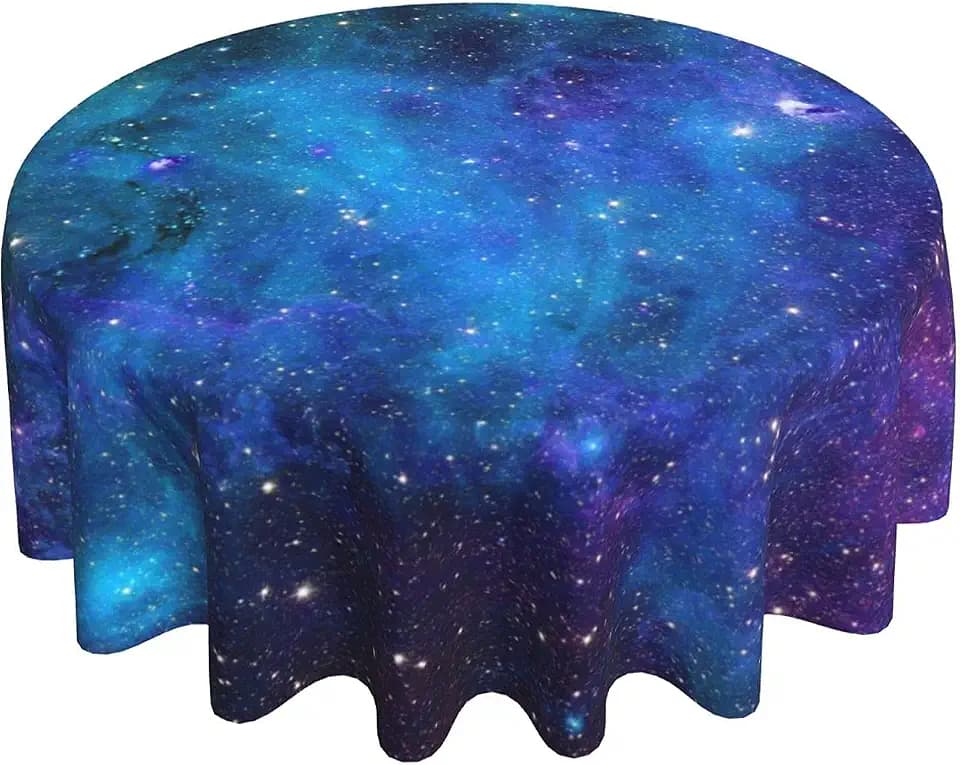 Galaxy Space Nebula Round Tablecloth Washable Table Cover Table Cloth 60 In