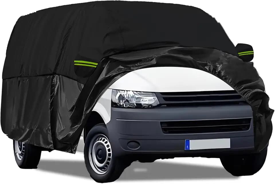 Autoabdeckung Vollgarage für VW T5 T6 SWB, Autoplane Ganzgarage mit Seitentür-Reißverschluss, Atmungsaktiv Autoplane Ganzgarage Winter/Sommer Autoabdeckung Wasserdicht L490(470-490cm)