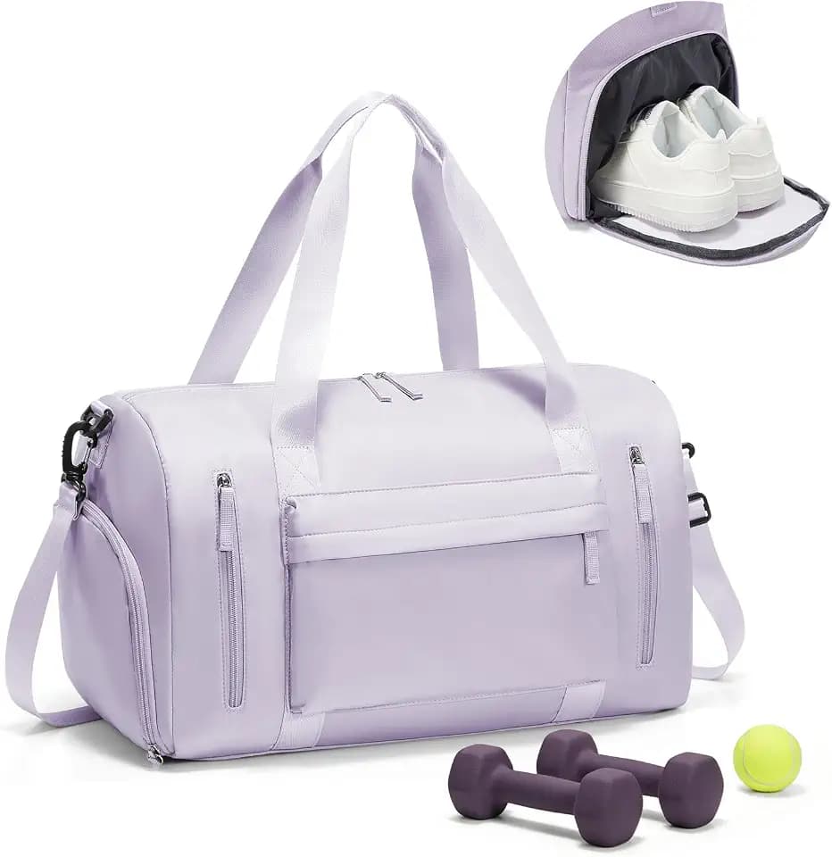 Gym Bag for Women with Shoes Compartment Travel Duffel Bag Purple
