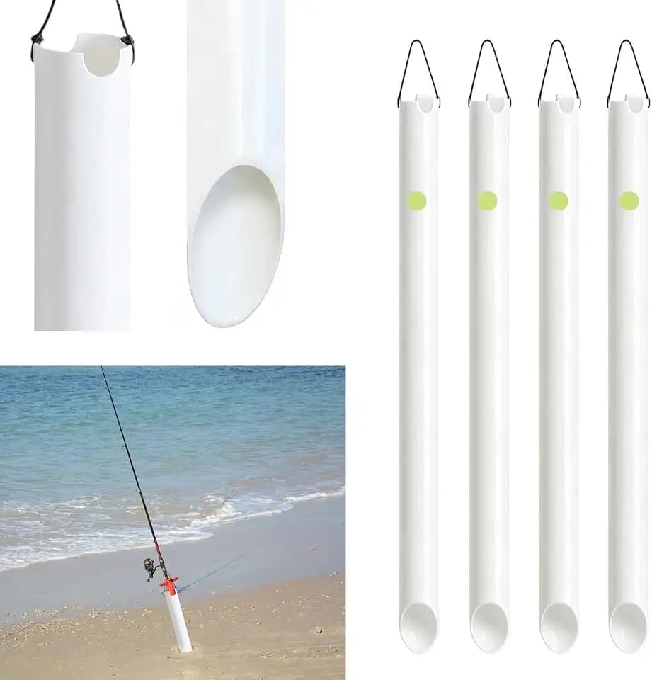 4 Pack 27in Tubular Sand Spikes for Surf Fishing PVC Surf Shore and Beach Fishing Rod Holder Sand Spike for Beaches, Rivers and Sandy Beaches with Grooves