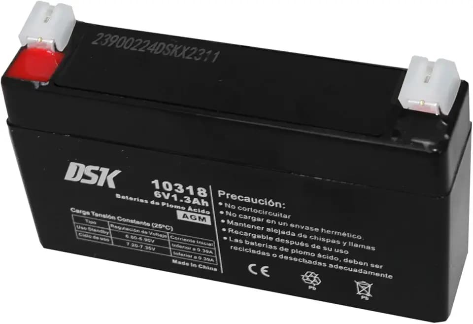 DSK - 6V 1,3Ah Blei-Säure-Akku, ideal für Alarmanlagen, USV, Kommunikationssysteme, Sicherheitssysteme und elektrisches Kinderspielzeug. Wiederaufladbarer Akku, Schwarz, 10318