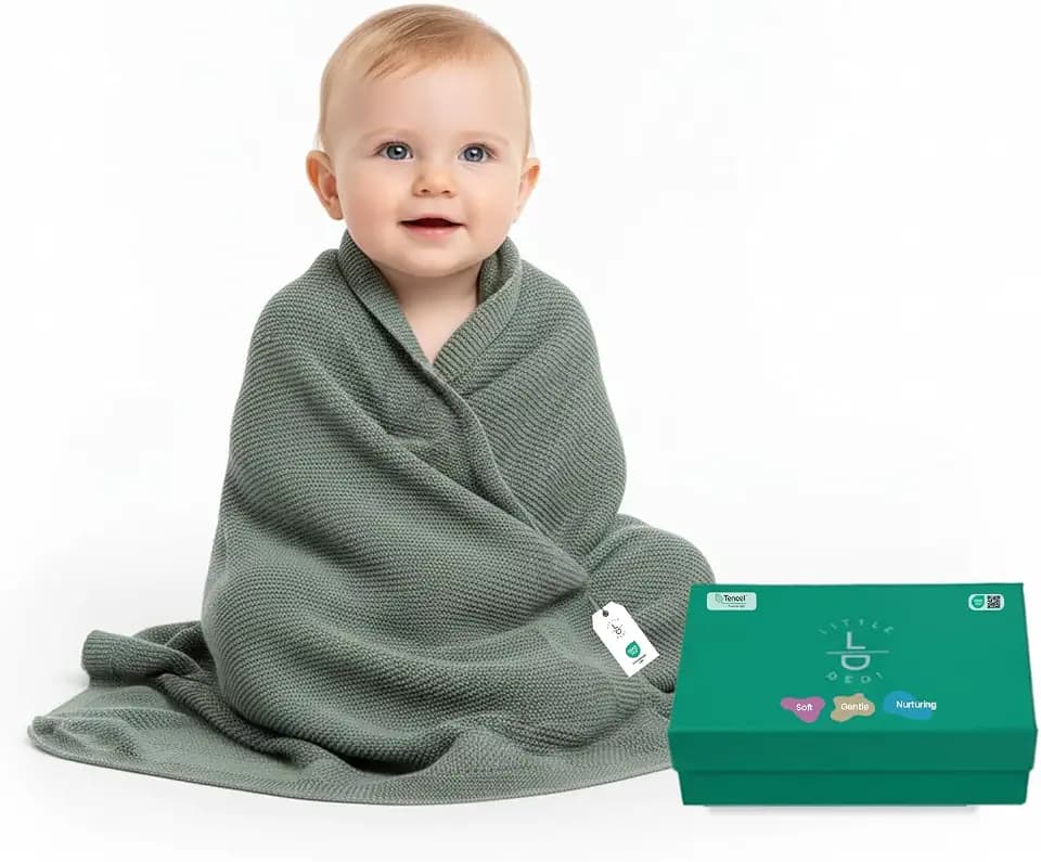 Hypoallergenic Baby Blanket - 30x40 Inches Green, Oeko-TEX® Certified, Thermal-Regulating, Soft Knit for Girls & Boys - Swaddle or Toddler Blanket, Dua