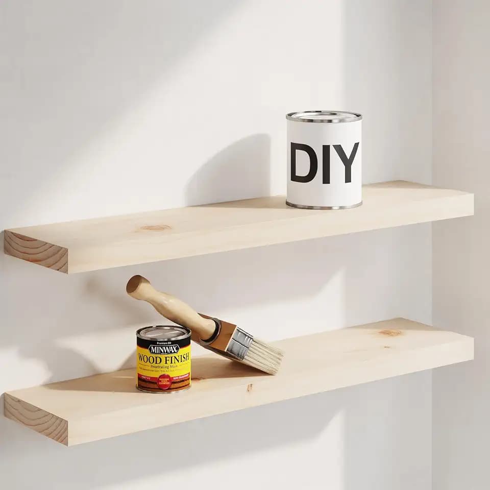 Homeforia 24 Inch DIY Floating Shelves, High-End Solid Pine Wood, Set of 2