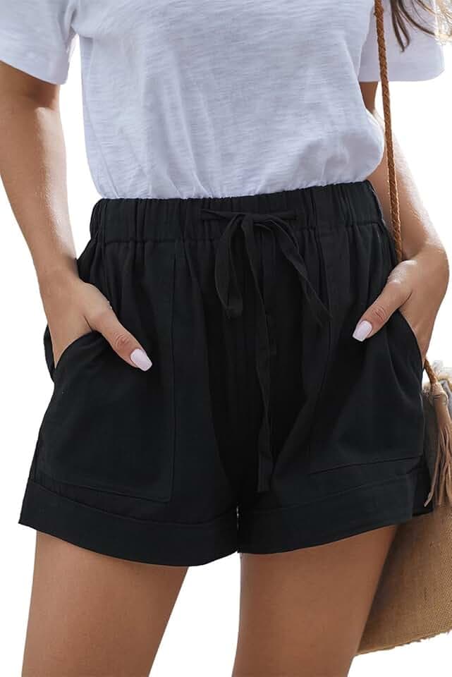 YOCUR Womens Casual Shorts,Lightweight Trendy Comfy Cute Drawstring Shorts
