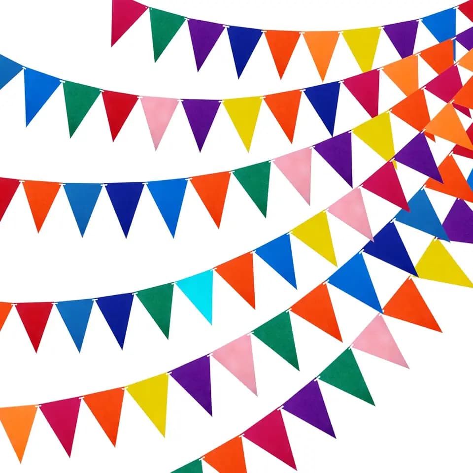 6Strings Pennant Banner Flags, 8.2Ft 72 Felt Multi-Color Flags