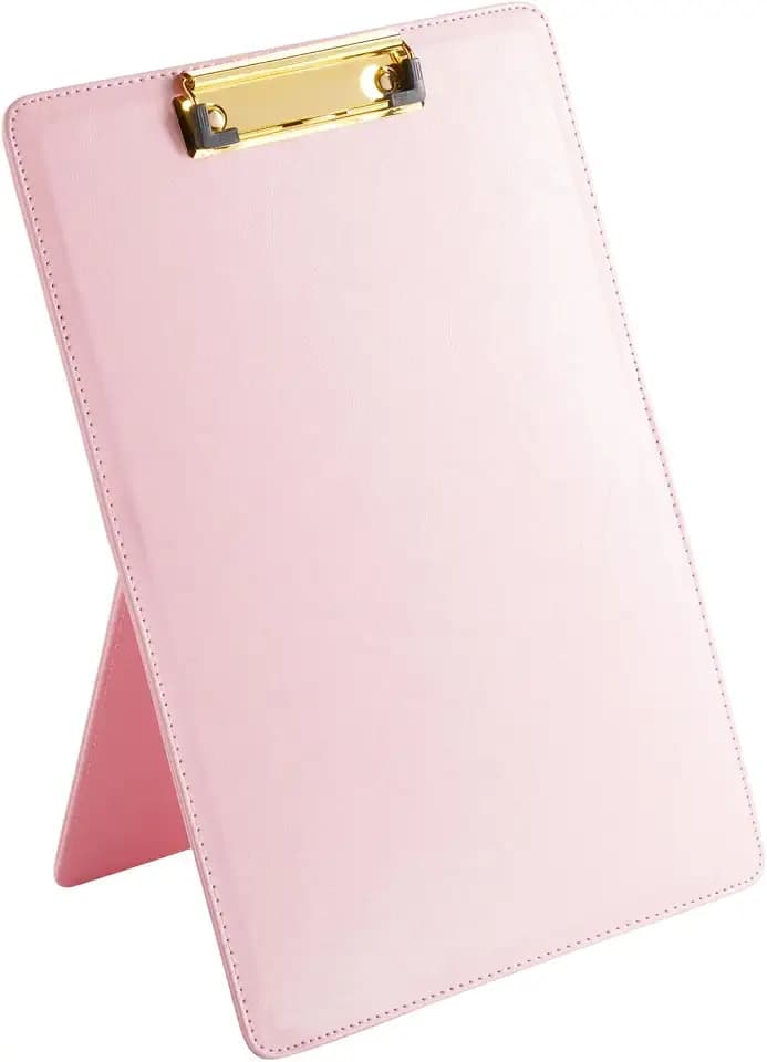 Paper Junkie Paper Stand for Desk When Typing - 9 x 13 in, Pink PU Leather - Pink Clipboard Stand with Kickstand & Document Holder for Office Organization