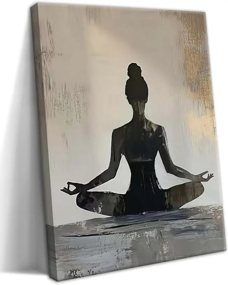 Framed Yoga Meditation Canvas Wall Art, 16x24 Inches