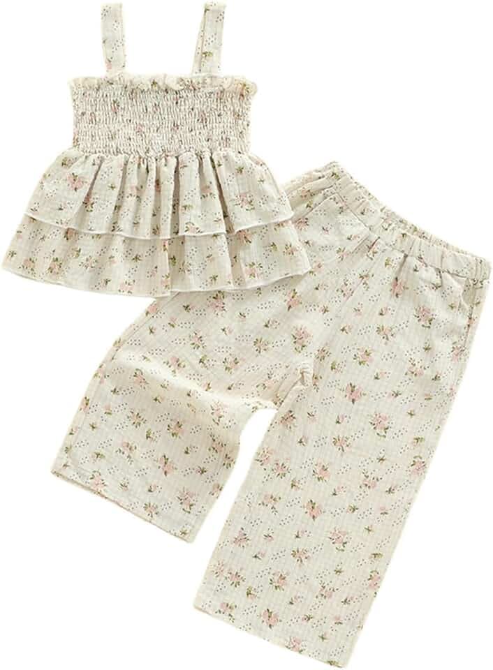 Toddler Baby Girl Halloween Clothes Sleeveless Pumpkin Face Tank Tops and Long Pants Sets Girls Cute Outfits