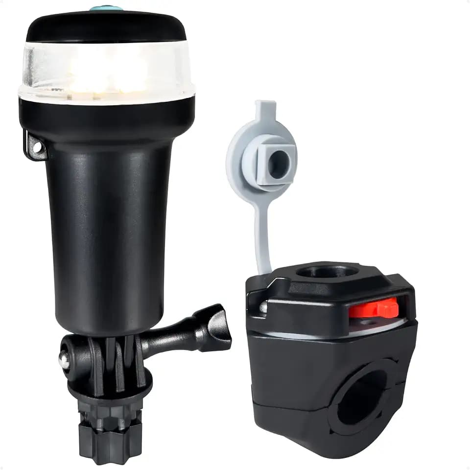 Five Oceans LED Portable All-Round Boat Navigation Light, Rail Mount Swivel Base, 2 NM Visibility, IP67 Waterproof, Battery-Operated Anchor Light for Small Boats, Kayaks, Inflatables, Canoes - FO4826