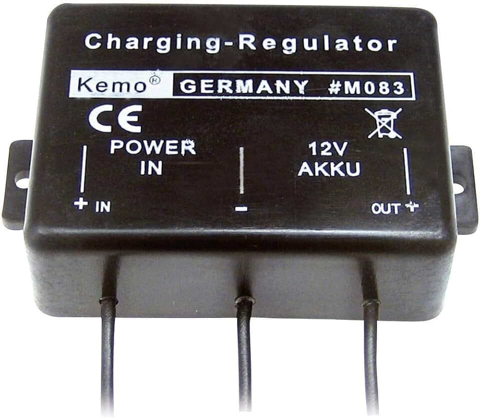 Kemo M083 Akku Laderegler 12 V/DC Überwacht Ladezustand eines 12 V Autoakkus, Automatisches Nachladen bei Absinken der Akkuspannung. Eingangsspannung 16 - 20 V/DC (Solarpanel oder Netzgerät)