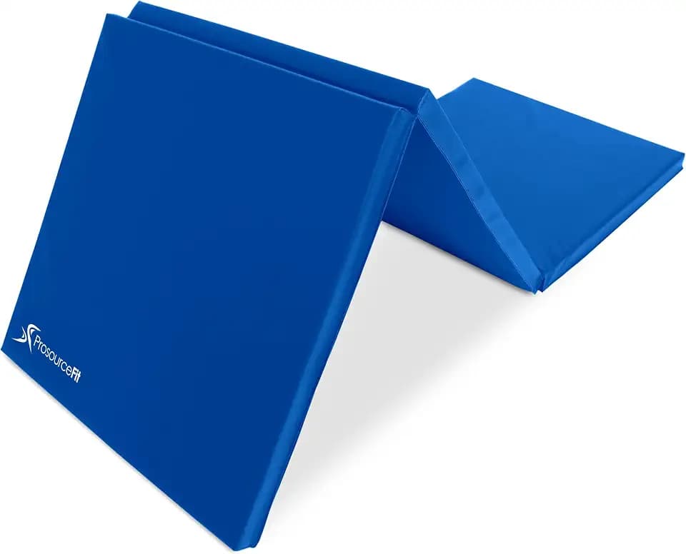 ProsourceFit Tri-Fold Folding Thick Exercise Mat 6’x2’ with Carrying Handles for MMA, Gymnastics, Stretching, Core Workouts