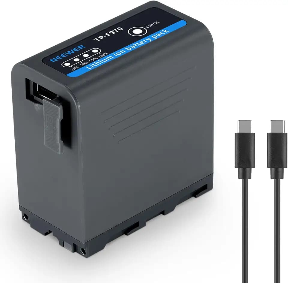 NEEWER 10500mAh NP-F970 Replacement Battery, 4,8 Stunden volle Ladezeit, 20W PD Schnellladekabel USB C, Camcorder LED Videoleuchte Kamera Akku für Sony FX3/FX30/A7, für Canon R5, für Nikon Z8, grau