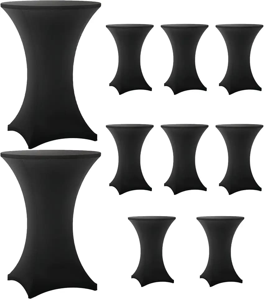 Cocktail Table Covers - 10 Pack 32x43 Inch Table Cloth - Black