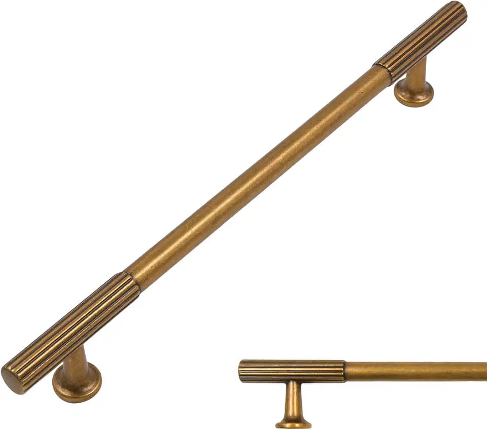 Amerdeco 10 Pack Antique Brass Cabinet Pulls 7.5"