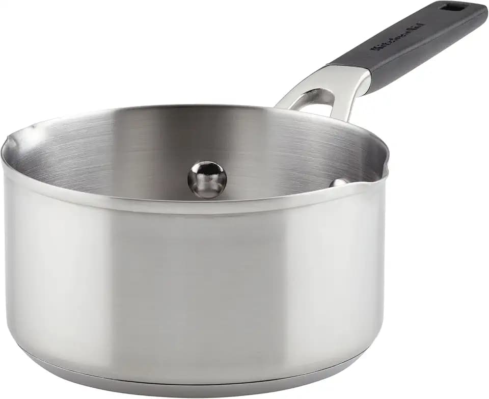 KitchenAid Stainless Steel Induction Sauce Pan with Pour Spouts, Small Pot