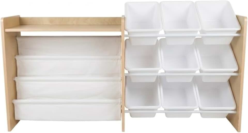 Humble Crew Kids Toy Storage Organizer, Front Facing Bookshelf, 9 Bins Wood