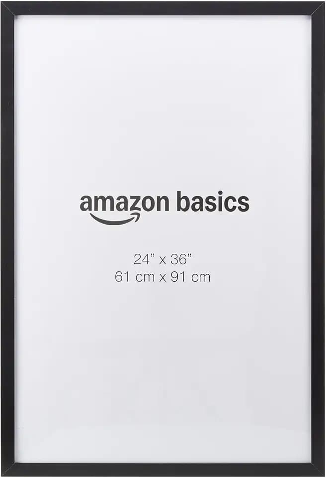 Amazon Basics Rectangular Wood Poster Frame, 24" x 36", Black