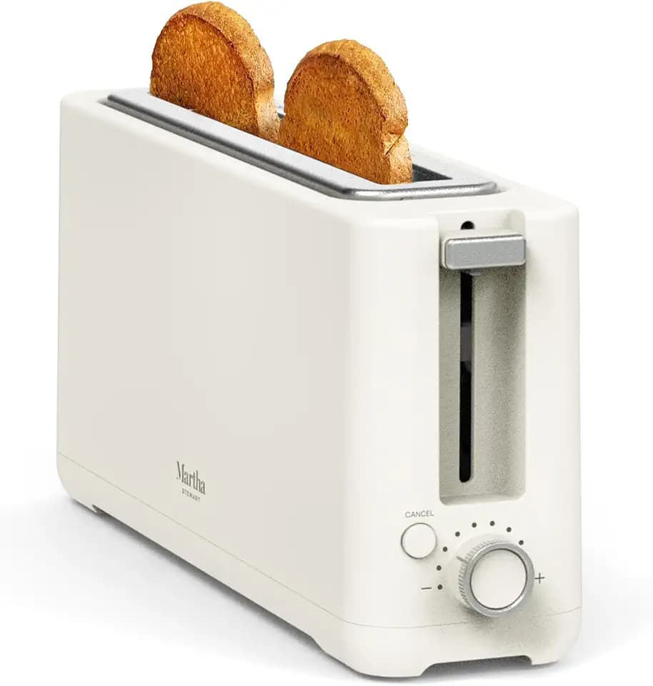 Martha Stewart 2 Slice Long Slot Toaster, Extra Wide, Linen Cream