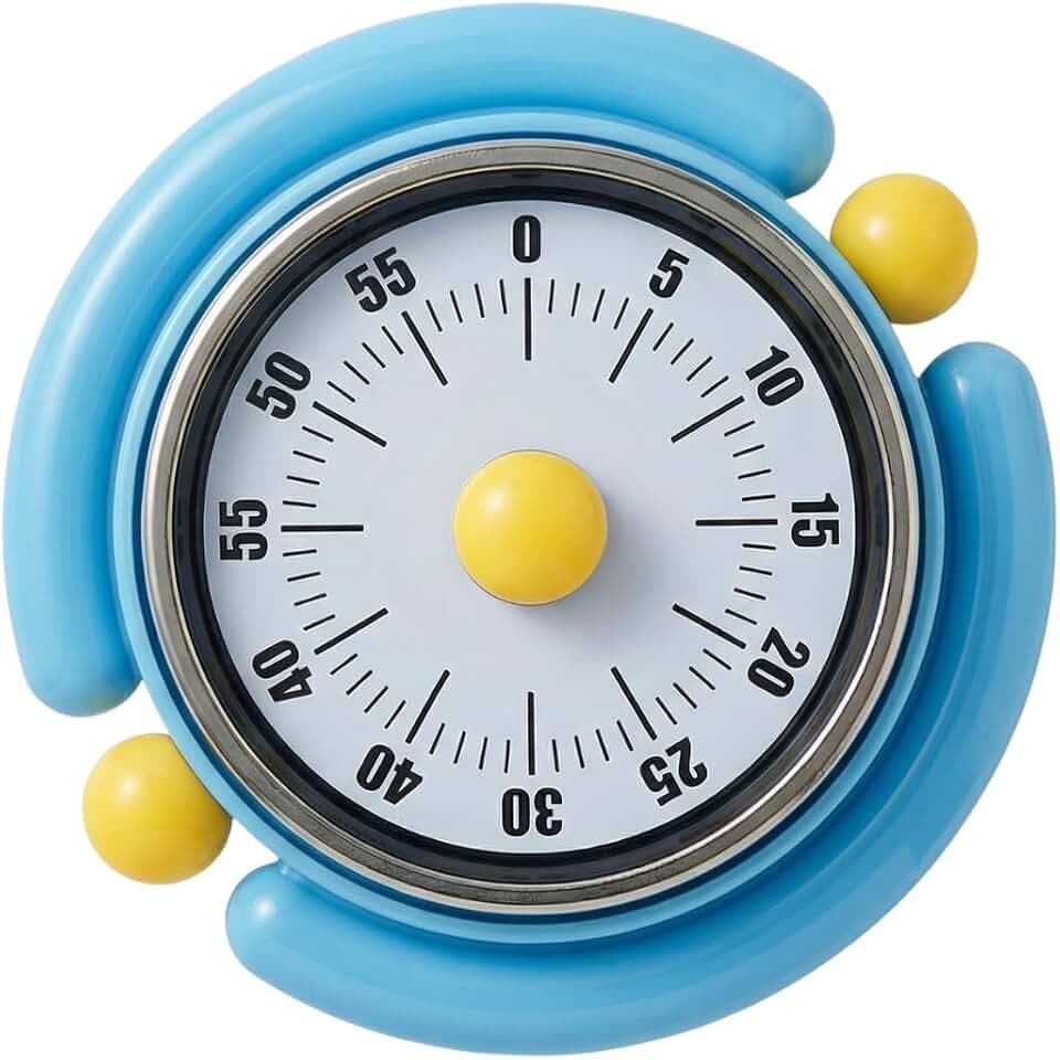Visual Timer, Cute Magnetic Mechanical Kitchen Timer for Cooking, No Batteries Required, 60-Minute Countdown Clock for Study, Classroom, Baking, Yoga, Pomodoro - Loud Alarm