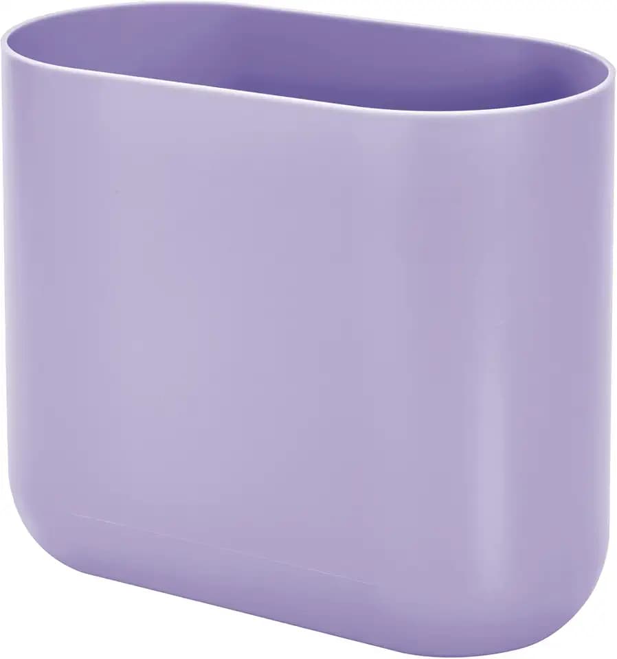 iDesign Small Slim Plastic Bathroom Trash Can, Purple