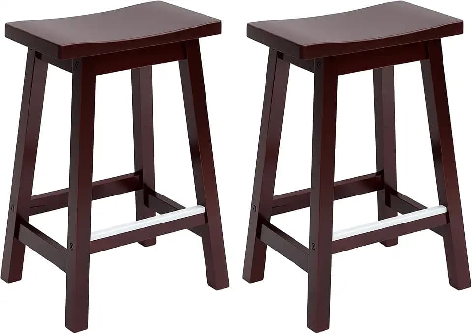 PayLessHere | 24" Wooden Bar Stools | Brown | Set of 2
