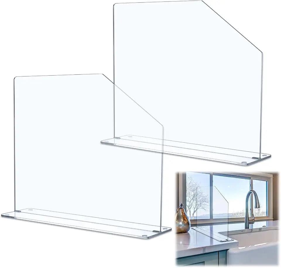 Vesici 2 Pcs Splash Guard for Sink, 19" Length, 18" Height, 4.5" Base