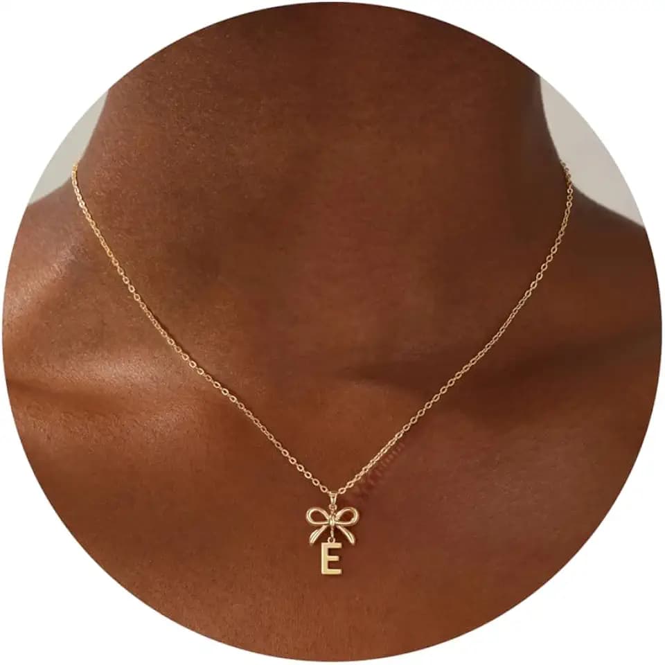 Bow Initial Necklaces for Women, Bow Necklace for Girls Kids Jewelry