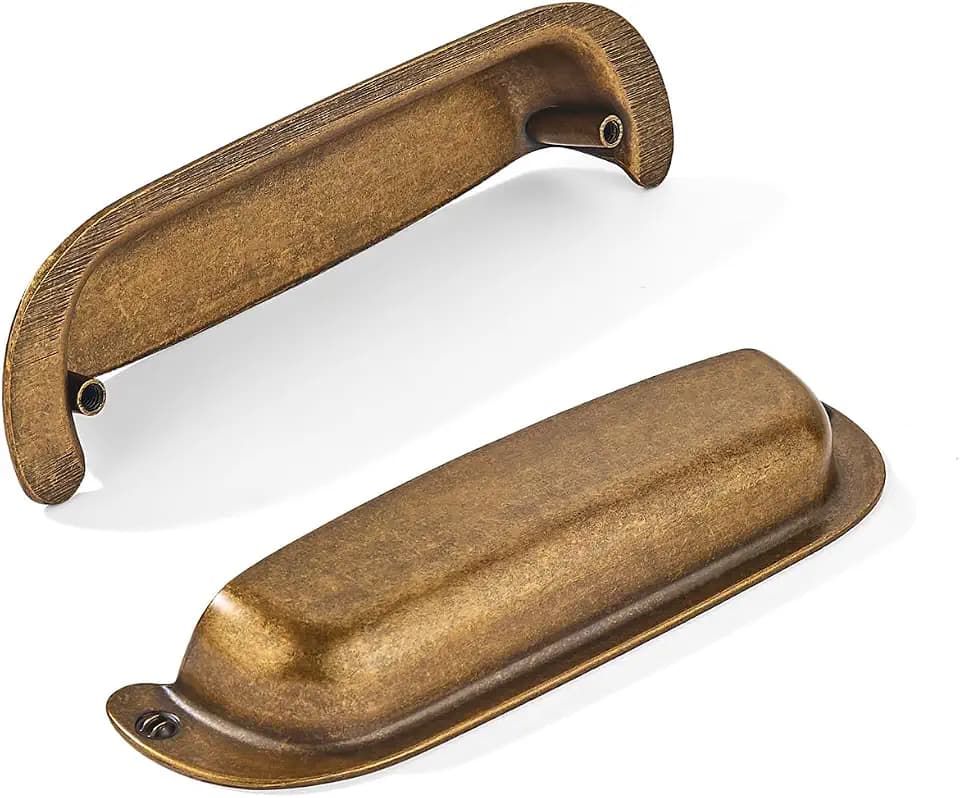 khtumeware 10 Pack 5"(128mm) Hole Center Vintage Drawer Retro Pulls Antique Brass Cabinet Bin Cup Pulls Bathroom Hardware Cabinet Handles Drawer Handles Knobs