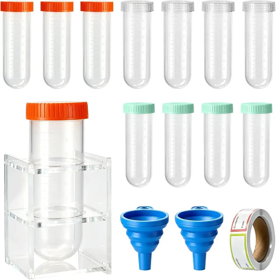 12Pack 100ml Protein Powder Travel Container Set, Large Capacity Leakproof Reusable Supplement Powder Container with Filling Stand, Funnel & Labels, Portable Powder Containers for Gym, Work, Travel