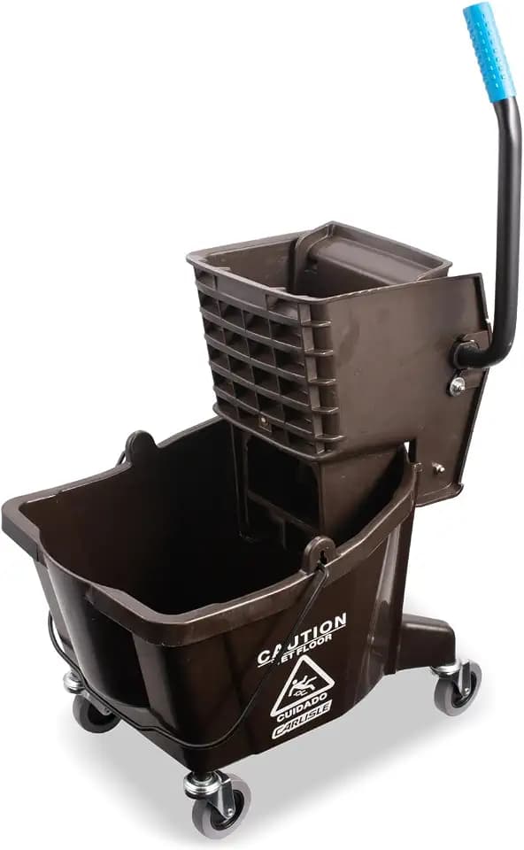 Carlisle FoodService Products 26 Qt Mop Bucket with Side Wringer, Brown