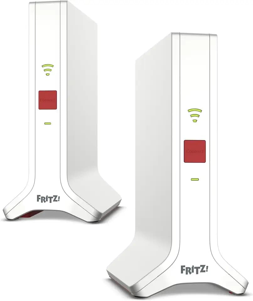 FRITZ!Mesh Set 4200 2-Pack (WLAN-Mesh-System bestehend aus zwei FRITZ!Repeater 3000 AX, Triband-Wi-Fi 6 bis zu 4.200 MBit/s, WLAN-Abdeckung für 3-5 Räume, geeignet für den internationalen Gebrauch)
