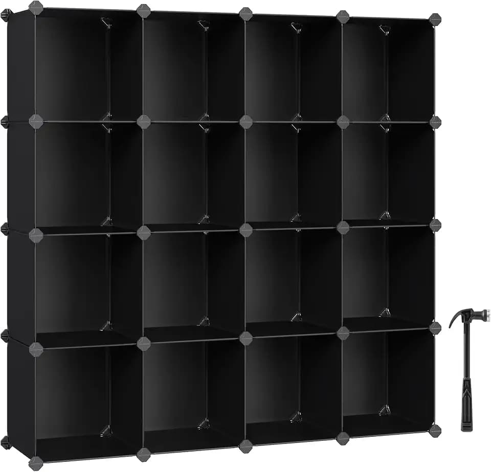 SONGMICS 16 Cube Storage Organizer,Plastic stackable cube shelf