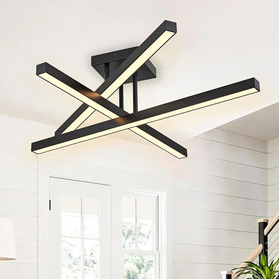 Black LED Ceiling Light Fixture, Rotatable Design 3000K Warm White Flush Mount Ceiling Lamp for Kitchen Bedroom Dining Room Chandelier
