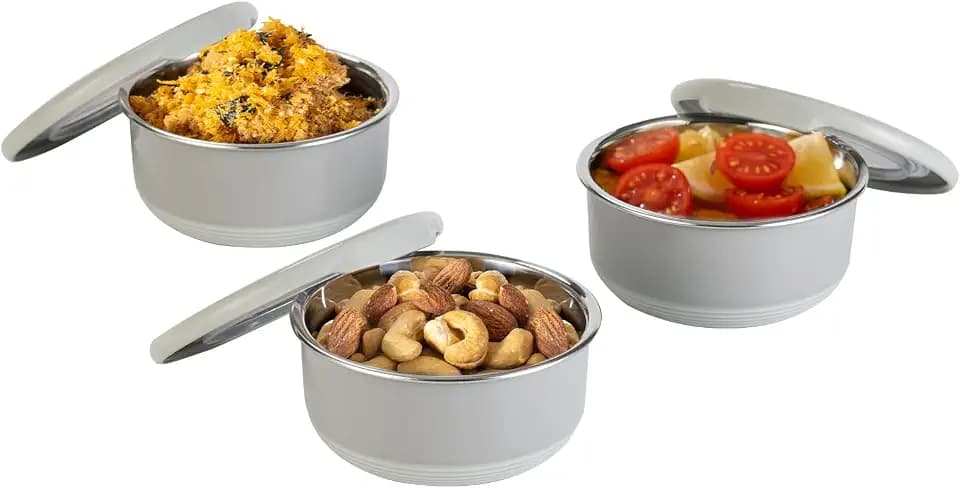 Lille Home 3 Pack Stainless Steel Snack Containers with Lids, 7.5oz