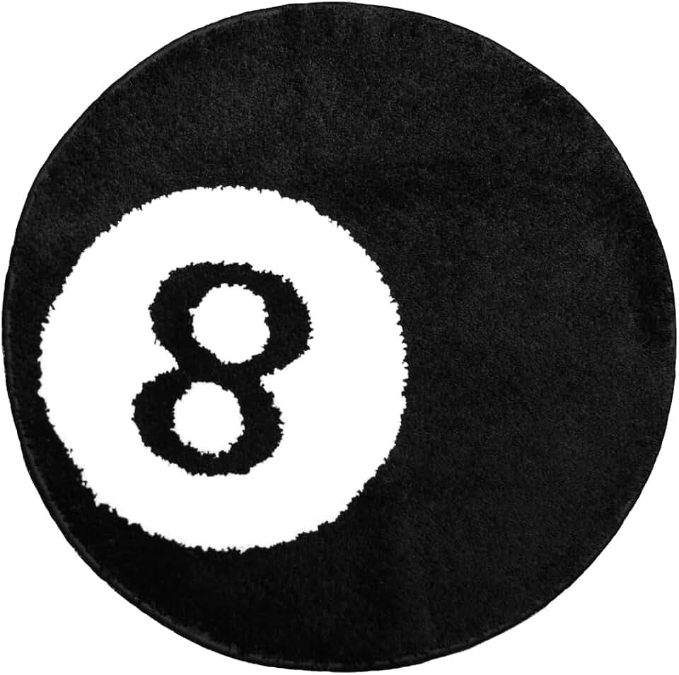 8 Ball Rug - 24 Inch White & Black Hypebeast and Aesthetic Rugs for Bedroom & Living Room - Y2K Room Decor