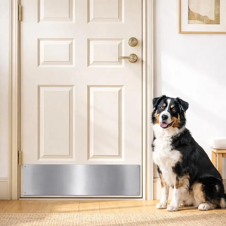 Panther Armor 8x30 in Silver Door Kick Plate, Dog Scratch Door Protector