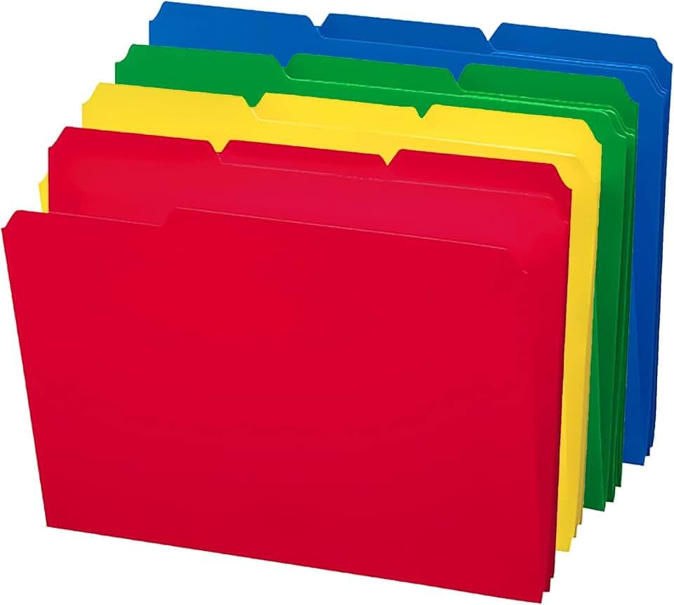 Smead Heavy Duty Colored File Folders Letter Size, 3 Tab, 24 Pack