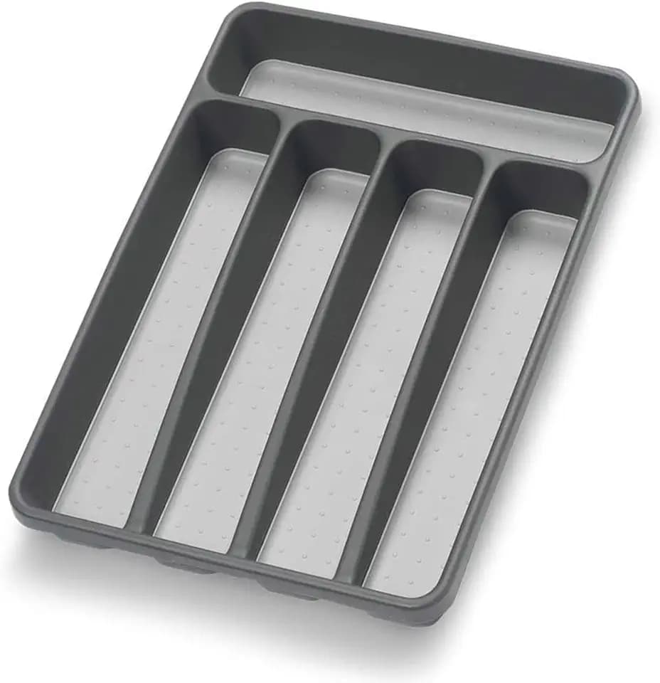 Loyareal Silverware Organizer Utenisl Organizer Holder Kitchen Drawer Organizer Plastic Silverware Tray for Drawer Flatware Organizer 5 Compartment Black