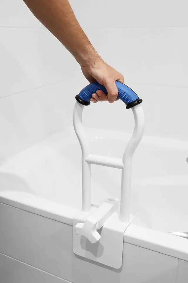 KMINA Einstiegshilfe Badewanne für Senioren, Haltegriff gepolstert, Blau