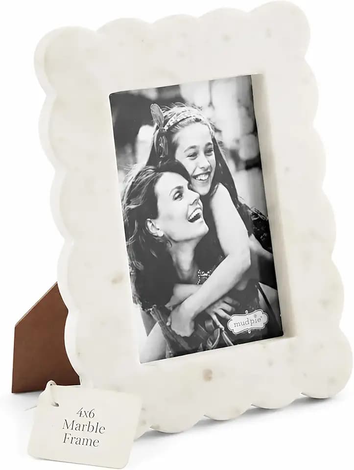 Mud Pie Scalloped Marble Frame, Small, 4x6