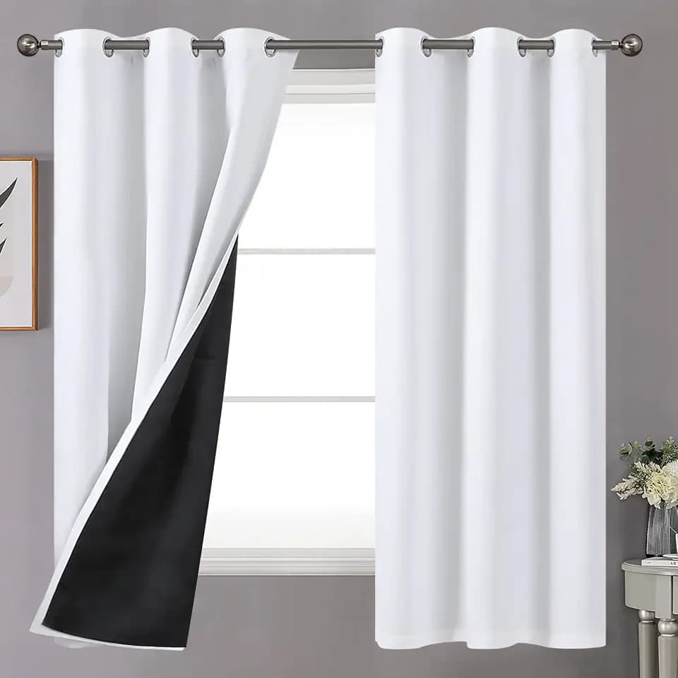 YoungsTex Thermal 100% Blackout Curtains 68 Inches Long for Bedroom, Grommet Insulated Black Out Window Drapes with Double Layer for Living Room Heat Blocking, Pure White, 2 Panels, 42 X 68 Inch