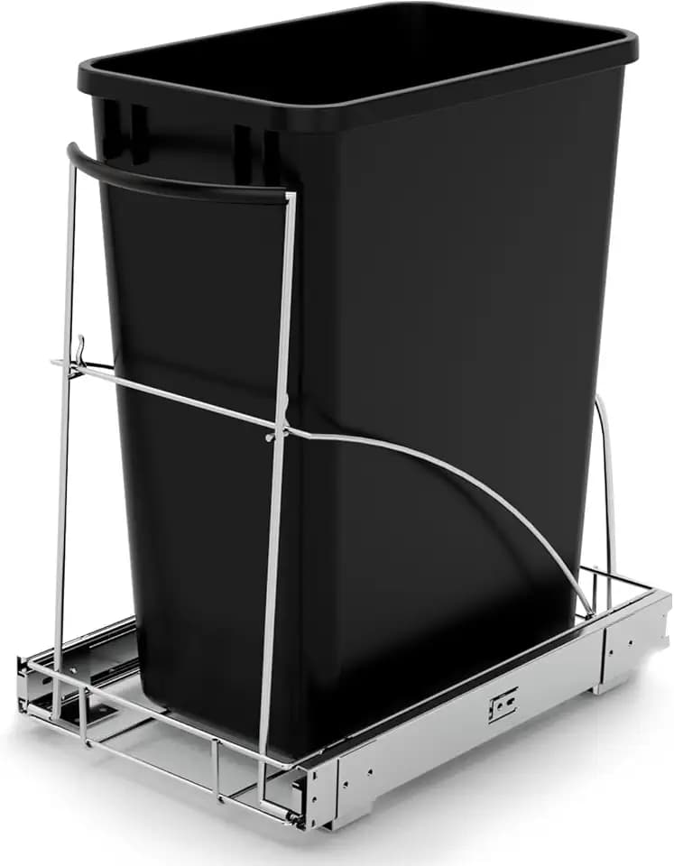 Tanamu Pull Out Trash Can Under Cabinet,Under Sink Slide Out Garbage for Kitchen,Requires 13" W X 18" D Minimum Cabinets,Not Included Can,Chrome Adjustable for 7-10 Gal Can