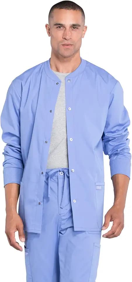 Cherokee WW Professionals Scrub Jacket for Men Snap Front