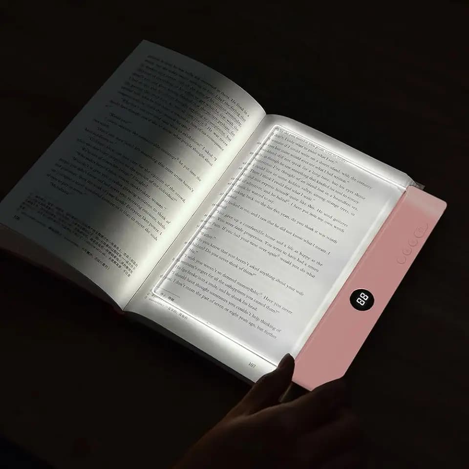 Book Light for Reading in Bed at Night Flat Reading Lights, Pink